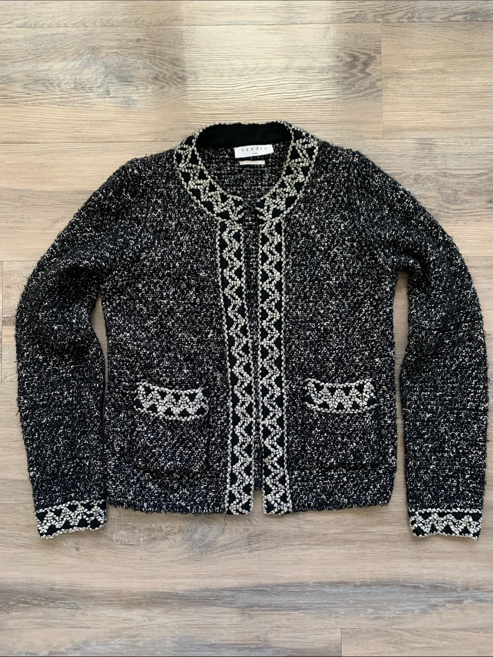 Sandro Cladie Boucle Tweed Cardigan Size 1